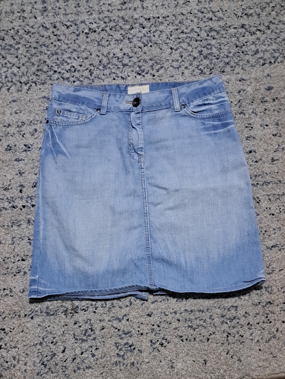 Light Blue Denim Midi Skirt - Casual Everyday Style